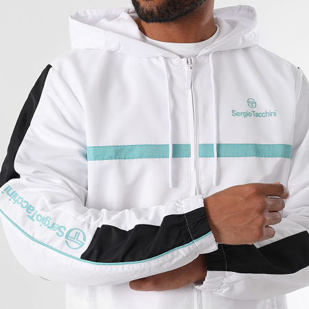 Sergio Tacchini - Prannie 40846 Chaqueta de rayas blancas con capucha y cremallera