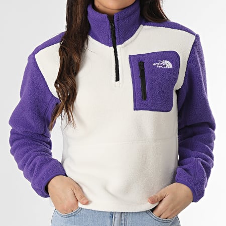 The North Face Sweat Col Zippé Femme Yumiori A8843 Blanc Violet