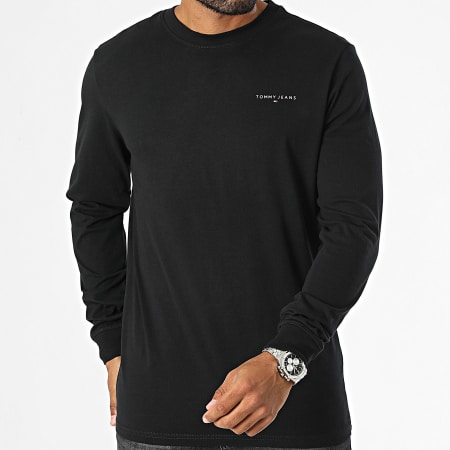 Tommy Jeans - Slank Lineair Borst Long Sleeve T-shirt 8551 Zwart