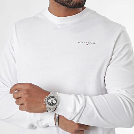 Tommy Jeans - Maglietta a maniche lunghe Slim Linear Chest 8551 Bianco