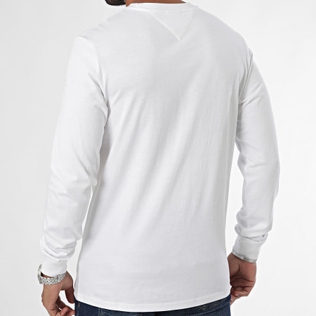 Tommy Jeans - Slim Linear Pecho Camiseta Manga Larga 8551 Blanco