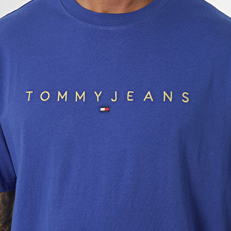 Tommy Jeans - Tee Shirt Regular Fit Gold Linear Logo 9694 Royal Blue Gold