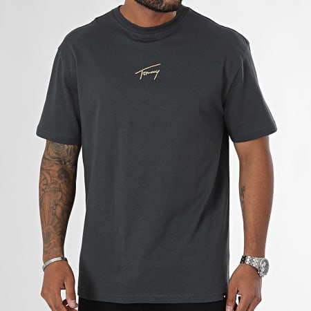 Tommy Jeans - Gold Signature Tee Shirt 9692 Grigio antracite Oro