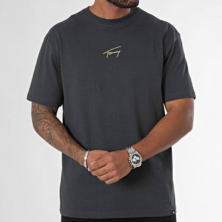 Tommy Jeans - Gold Signature Tee Shirt 9692 Grigio antracite Oro