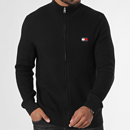 Tommy Jeans - Slim Badge Sweater 9435 Zwart met rits