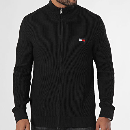 Tommy Jeans - Maglione con zip Slim Badge 9435 Nero