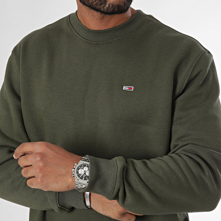 Tommy Jeans - Sweat Crewneck Regular Fit Flag 0741 Vert Kaki