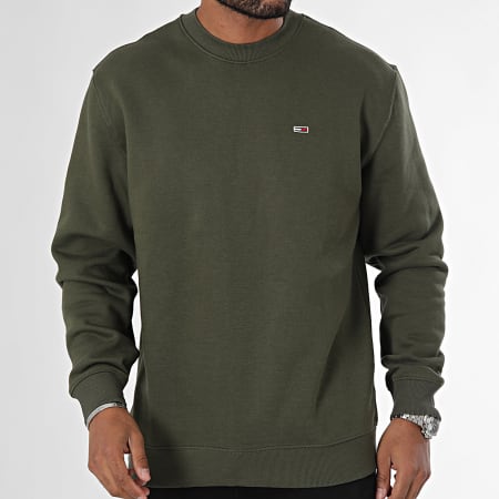 Tommy Jeans - Ronde hals Regular Fit Vlag Sweat 0741 Kaki Groen