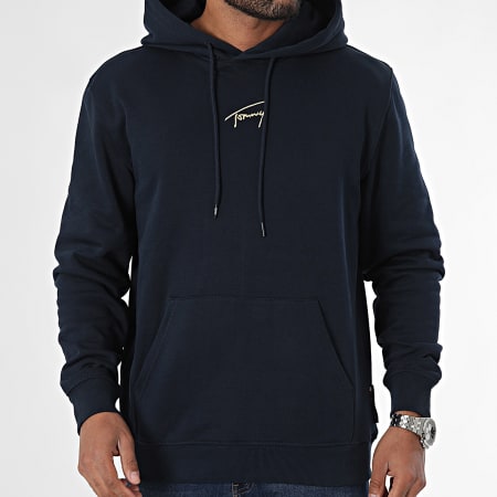 Tommy Jeans - Regular Gold Sudadera con capucha Signature 0507 Navy Gold