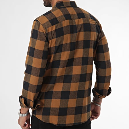 Only And Sons - Chemise Manches Longues A Carreaux Gudmund Bleu Marine Camel