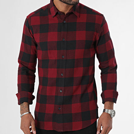 Only And Sons - Chemise Manches Longues A Carreaux Gudmund Rouge Noir
