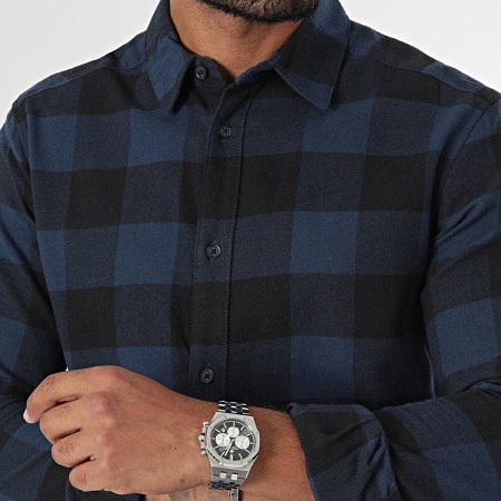 Only And Sons - Gudmund Negro Marino Camisa de Manga Larga a Cuadros