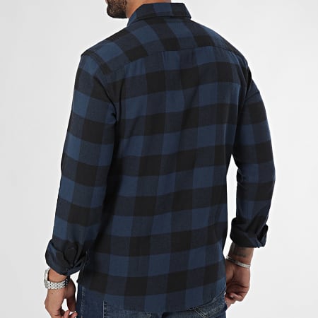 Only And Sons - Gudmund Negro Azul Marino Camisa Manga Larga A Cuadros Slim Fit