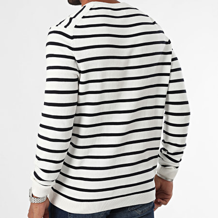 Only And Sons - Alex Regular Stripe Crewneck Sweatshirt Wit Blauw Navy