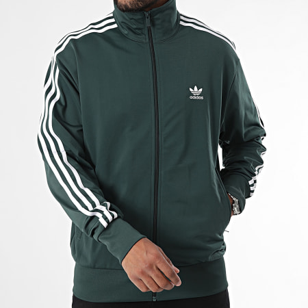 Adidas Originals - Bird IY9892 Chaqueta con cremallera a rayas Verde oscuro