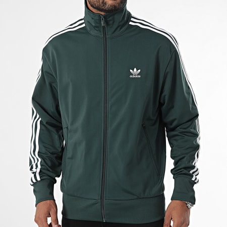 Adidas Originals - Bird IY9892 Chaqueta con cremallera a rayas Verde oscuro