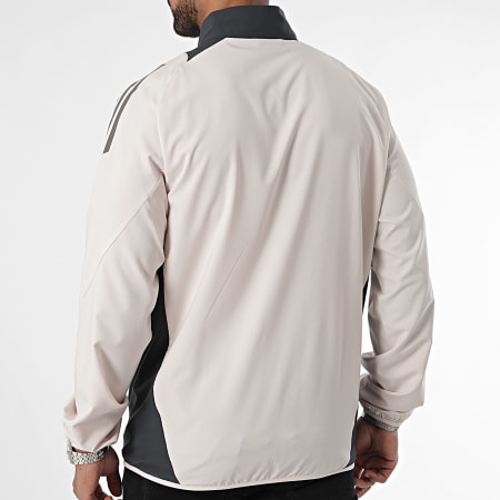 Adidas Sportswear - Felpa con zip a righe del Real Madrid IT5117 Beige Grigio