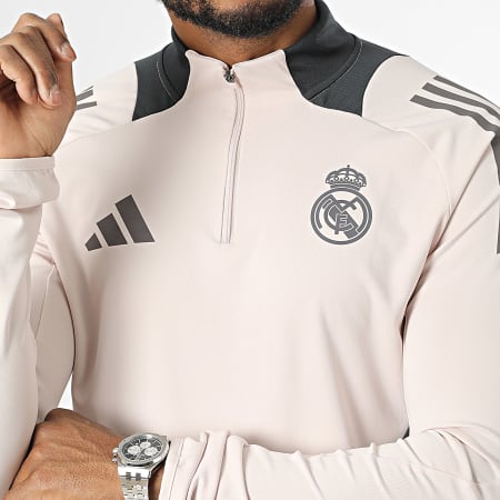 Adidas Sportswear - Maglietta Real Madrid a maniche lunghe con strisce IT5133 Beige Grigio