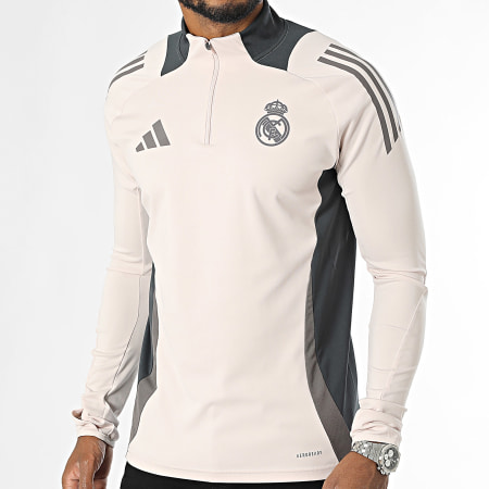 Adidas Sportswear - Maglietta Real Madrid a maniche lunghe con strisce IT5133 Beige Grigio