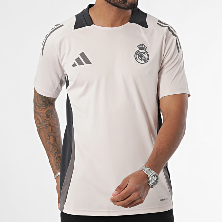 Adidas Performance - Camiseta de fútbol a rayas del Real Madrid IT5134 Beige Negro