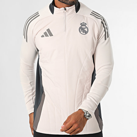 Adidas Sportswear - Real Madrid Gestreepte Hoodie IT5141 Beige Grijs