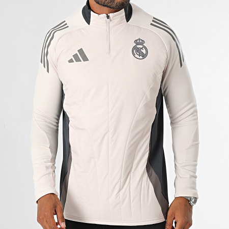 Adidas Sportswear - Real Madrid Gestreepte Hoodie IT5141 Beige Grijs