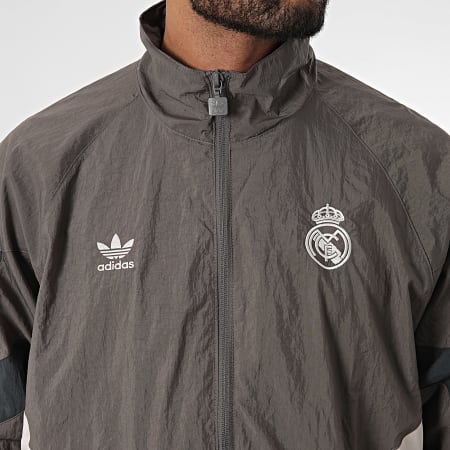 Adidas Originals - Real Madrid JI9479 Houtskool Grijze Rits Jas