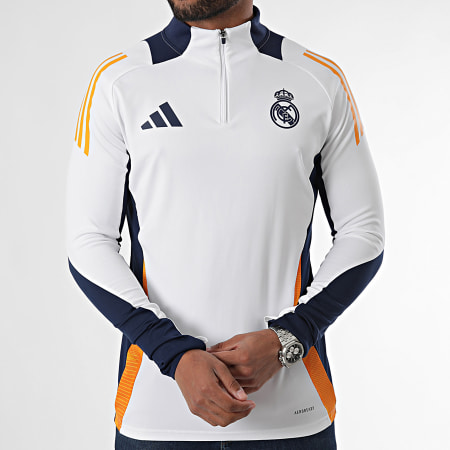 Adidas Sportswear - Maglietta Real Madrid manica lunga con collo a zip IT5119 Bianco