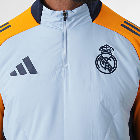 Adidas Sportswear - Giacca Real Madrid con cappuccio e collo a zip IT5139 Azzurro Arancione