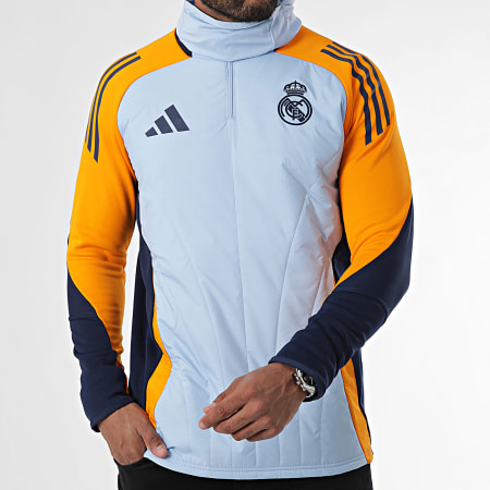 Adidas Sportswear - Veste Col Zippée Cagoule Real Madrid IT5139 Bleu Clair Orange