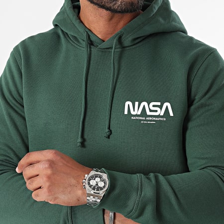 NASA - Sudadera futurista con capucha NASA Verde Blanco