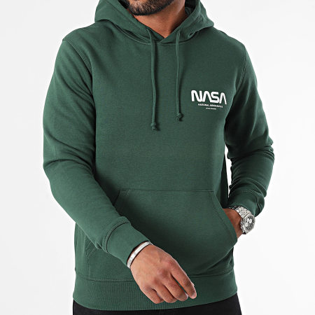 NASA - Sudadera futurista con capucha NASA Verde Blanco