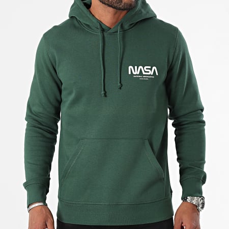 NASA - Felpa con cappuccio NASA Futuristica Verde Bianco