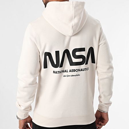 NASA - Sudadera futurista con capucha NASA Beige Negro