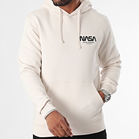 NASA - Sudadera futurista con capucha NASA Beige Negro