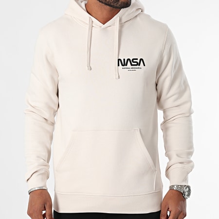 NASA - Sudadera futurista con capucha NASA Beige Negro