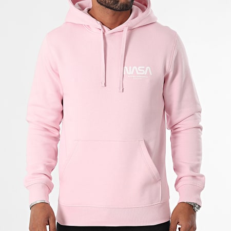 NASA - Sudadera futurista con capucha NASA Rosa Blanco