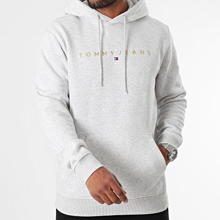 Tommy Jeans - Linear Gold Hoodie 0503 Licht Heather Grijs Goud