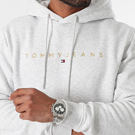 Tommy Jeans - Linear Gold Hoodie 0503 Licht Heather Grijs Goud