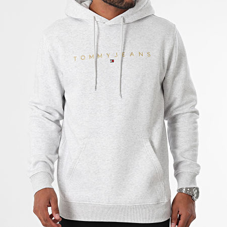 Tommy Jeans - Linear Gold Hoodie 0503 Licht Heather Grijs Goud