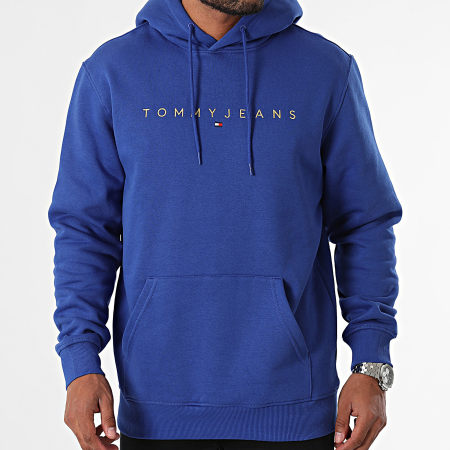 Tommy Jeans - Felpa con cappuccio Linear Gold 0503 Blu reale Oro