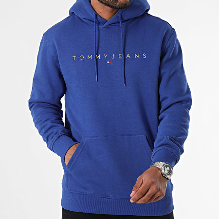 Tommy Jeans - Sweat Capuche Linear Gold 0503 Bleu Roi Doré