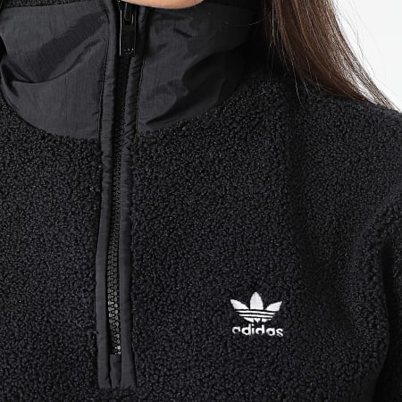 Sweat Sherpa Col Montant Zippe Femme IY9408 Noir