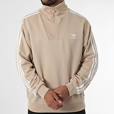 Adidas Originals - Sweat Top Met Ritssluiting en Strepen IX5215 Beige