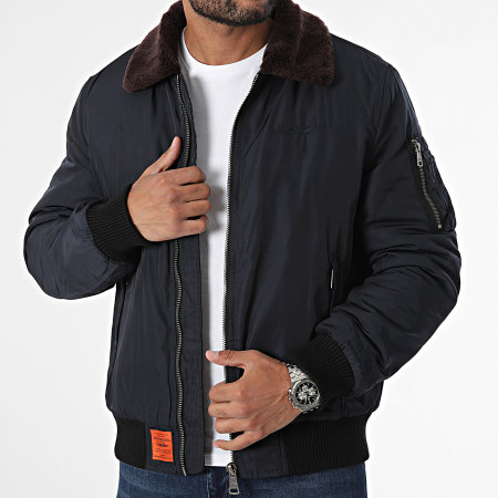 Bombers Original - Veste Bomber Col Fourrure Curtiss Bleu Marine