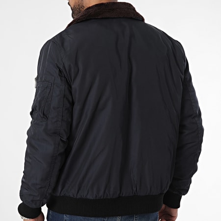 Bombers Original - Veste Bomber Col Fourrure Curtiss Bleu Marine