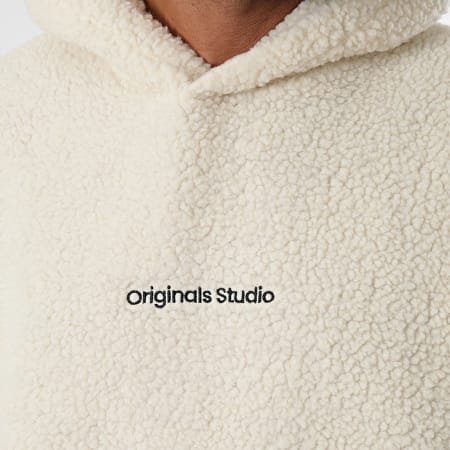 Jack And Jones - Felpa con cappuccio oversize Sherpa Vester Beige chiaro