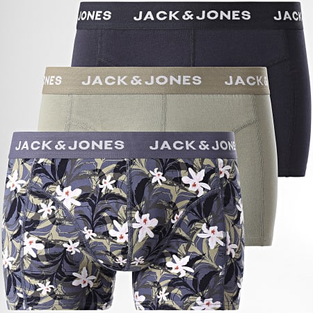 Jack And Jones - Set van 3 Mason Flower Khaki Green Navy Boxers