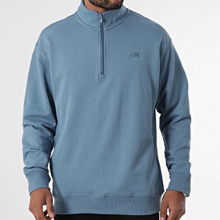 New Balance - MT43501 Lichtblauw Sweatshirt met Ritssluiting