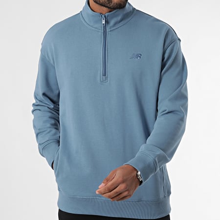 New Balance - MT43501 Lichtblauw Sweatshirt met Ritssluiting